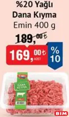 EMİN %20 YAĞLI DANA KIYMA 400 G EMİN %20 YAĞLI DANA KIYMA 400 G